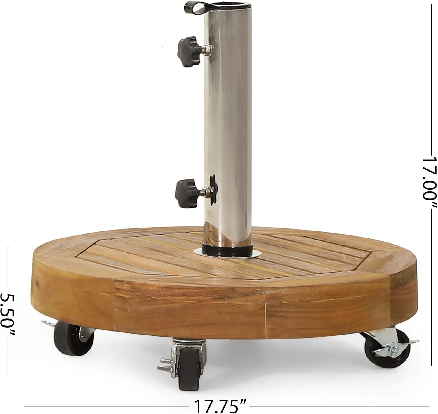 imageChristopher Knight Home Ralph Outdoor 40lb Circular Umbrella Base Acacia Wood and Stainless Steel Teak