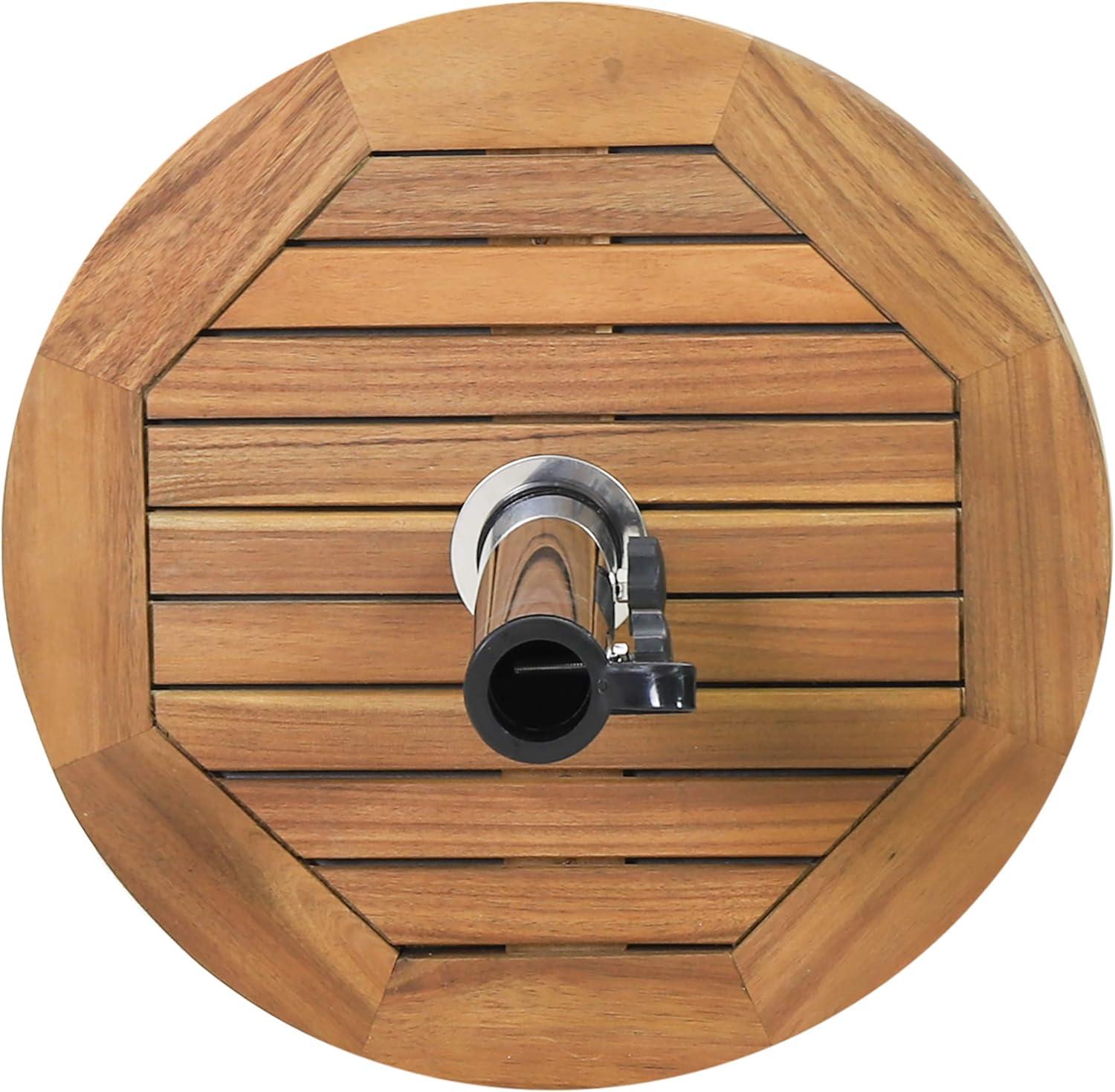 imageChristopher Knight Home Ralph Outdoor 40lb Circular Umbrella Base Acacia Wood and Stainless Steel Teak