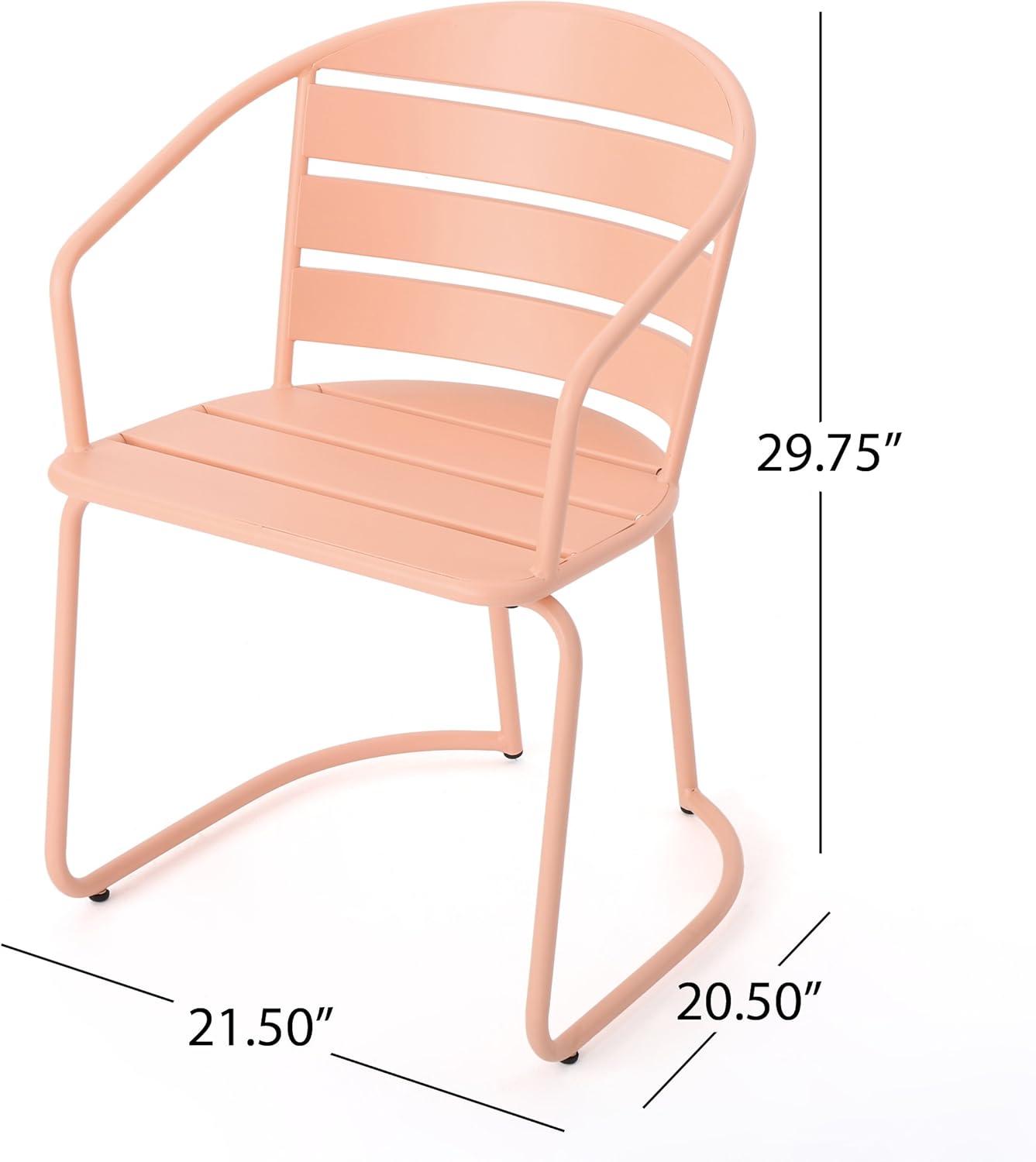 imageChristopher Knight Home Santa Monica Outdoor Iron Bistro Set Matte Coral
