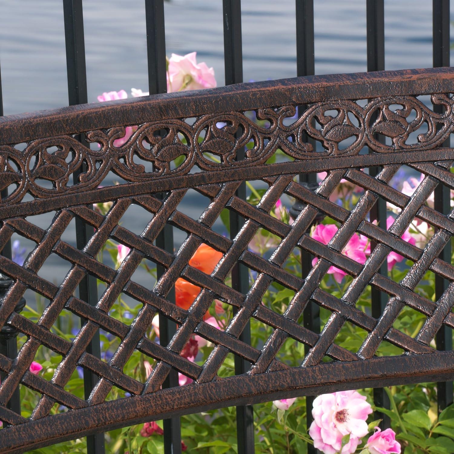 imageChristopher Knight Home Sebastian Outdoor Antique Cast Aluminum Sector Bench Shiny Copper