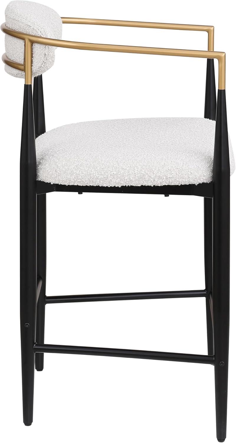 imageChristopher Knight Home Set of 2 Boucle Fabric Upholstered Counter Height Bar StoolsModern Kitchen Island Armchair FootrestMetal Frame Dining Room Accent Chair Soft Padded SeatBeigeBlackGold