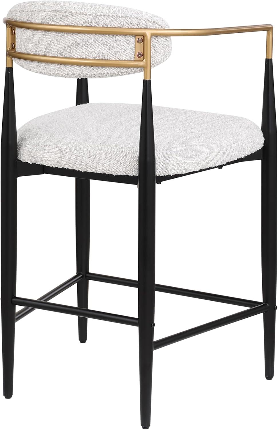 imageChristopher Knight Home Set of 2 Boucle Fabric Upholstered Counter Height Bar StoolsModern Kitchen Island Armchair FootrestMetal Frame Dining Room Accent Chair Soft Padded SeatBeigeBlackGold