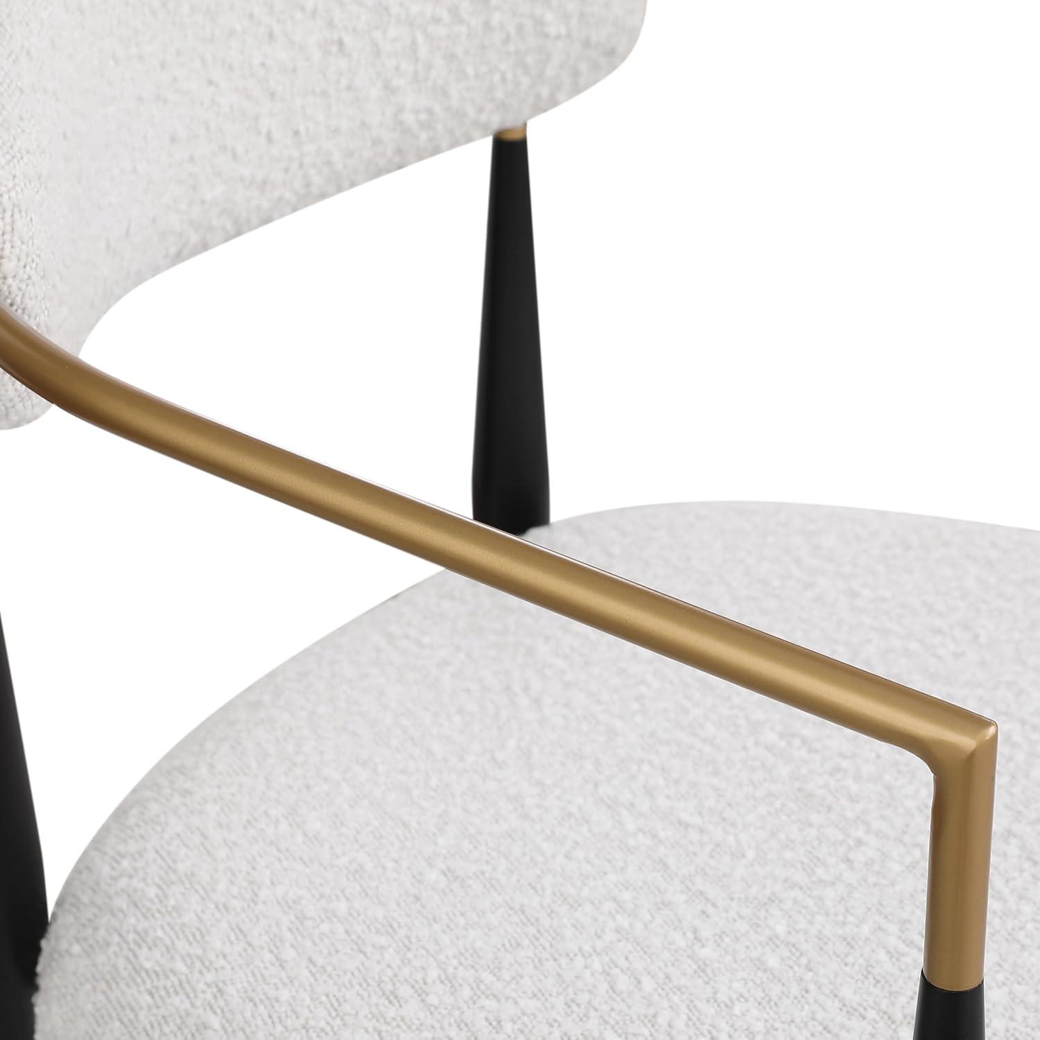 imageChristopher Knight Home Set of 2 Boucle Fabric Upholstered Counter Height Bar StoolsModern Kitchen Island Armchair FootrestMetal Frame Dining Room Accent Chair Soft Padded SeatBeigeBlackGold