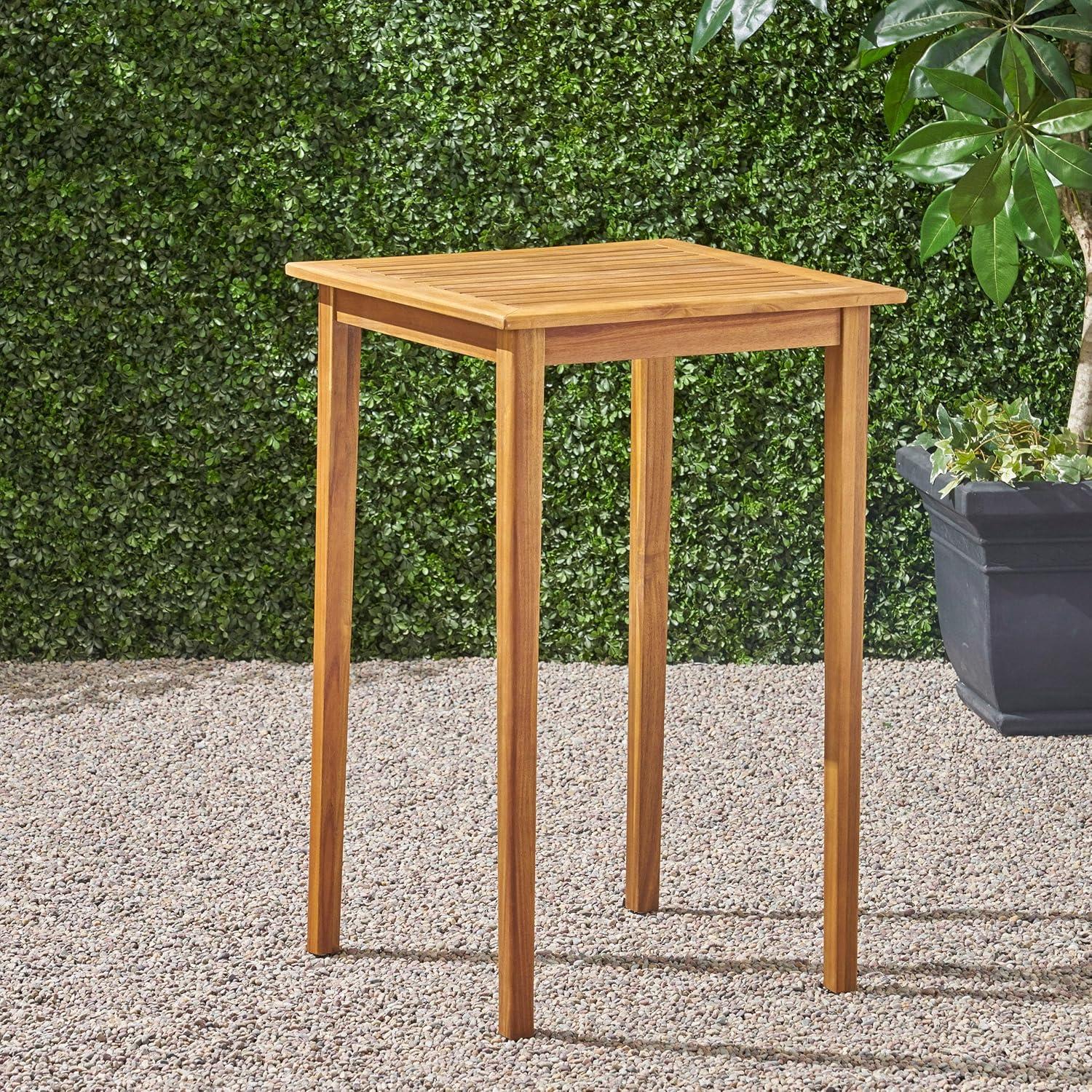 imageChristopher Knight Home Teresa Outdoor Minimalist Acacia Wood Square Bar Table Teak Finish