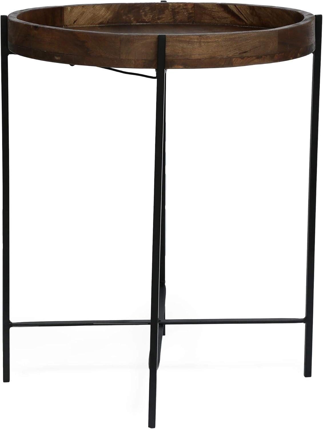 imageChristopher Knight Home Tift Handcrafted Folding Tray Top Table Mango Wood and Iron NaturalBlack