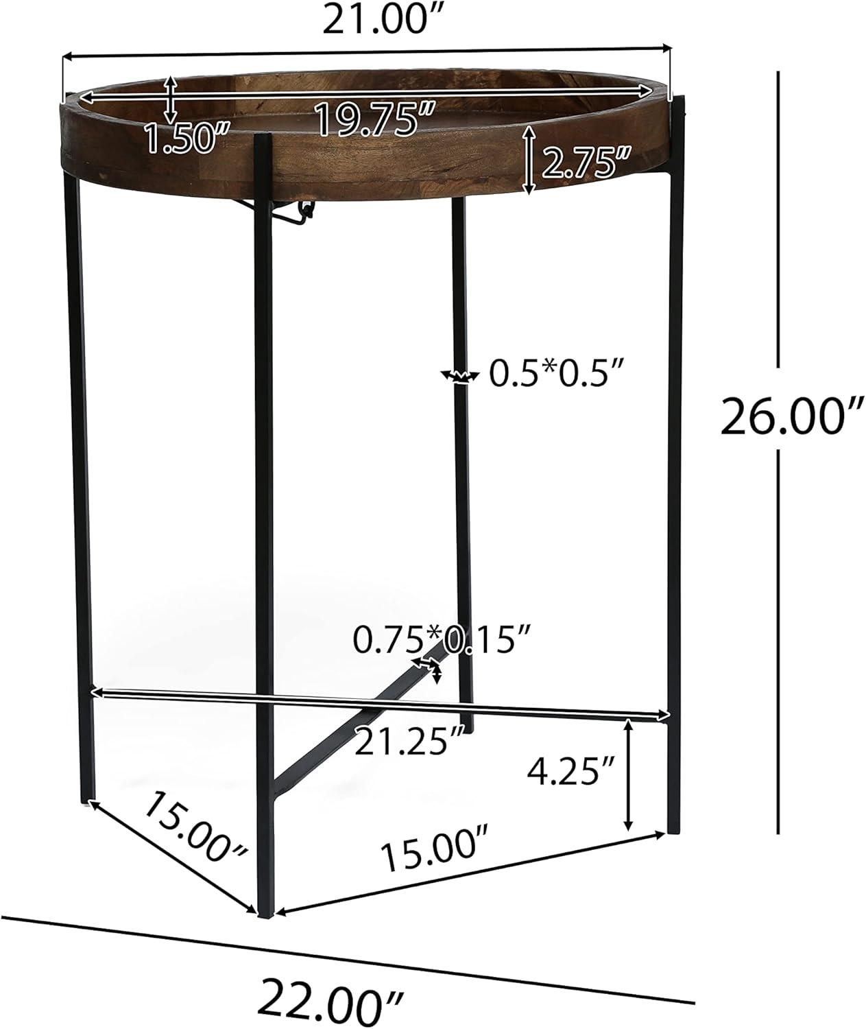 imageChristopher Knight Home Tift Handcrafted Folding Tray Top Table Mango Wood and Iron NaturalBlack