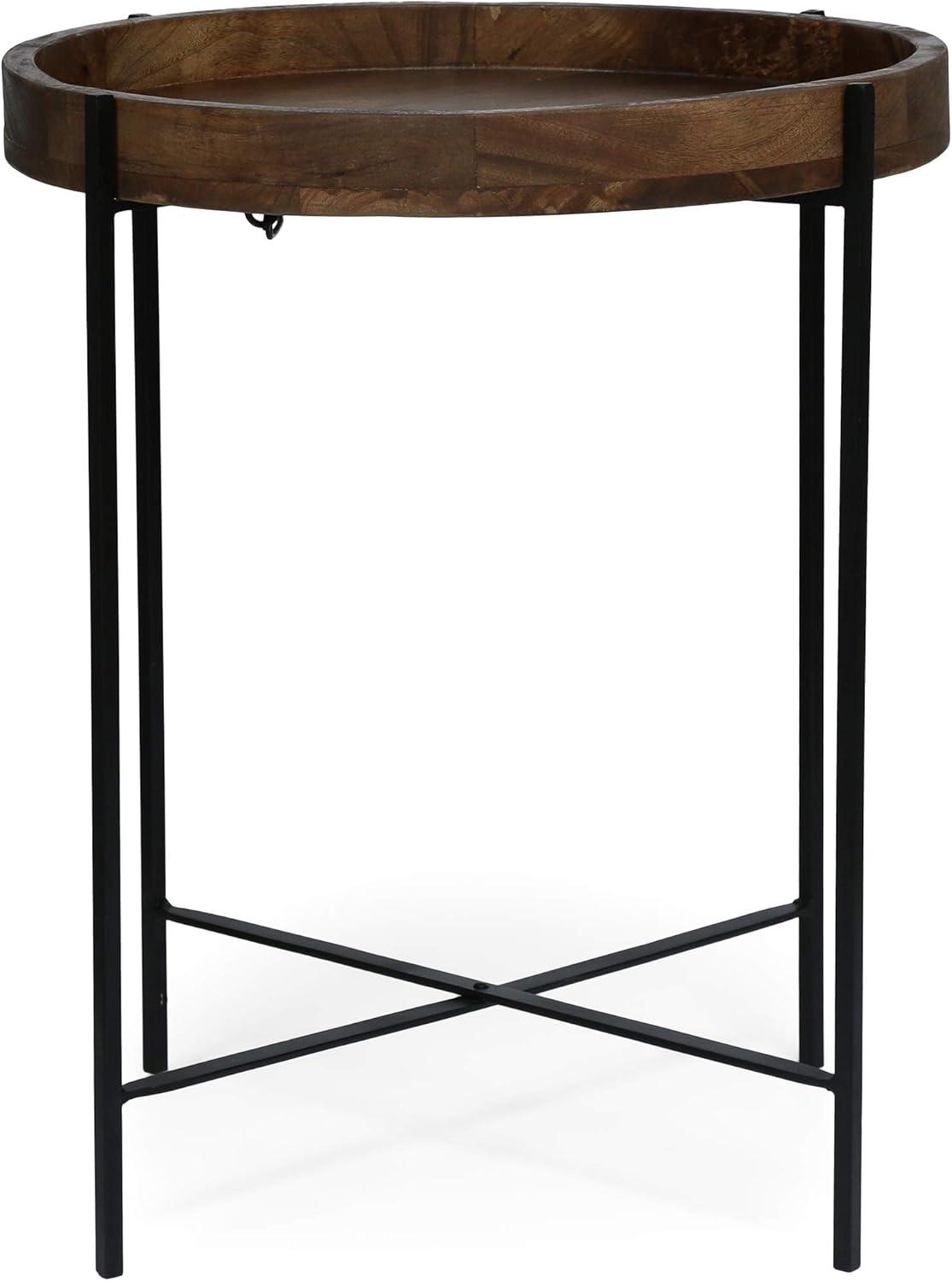 imageChristopher Knight Home Tift Handcrafted Folding Tray Top Table Mango Wood and Iron NaturalBlack