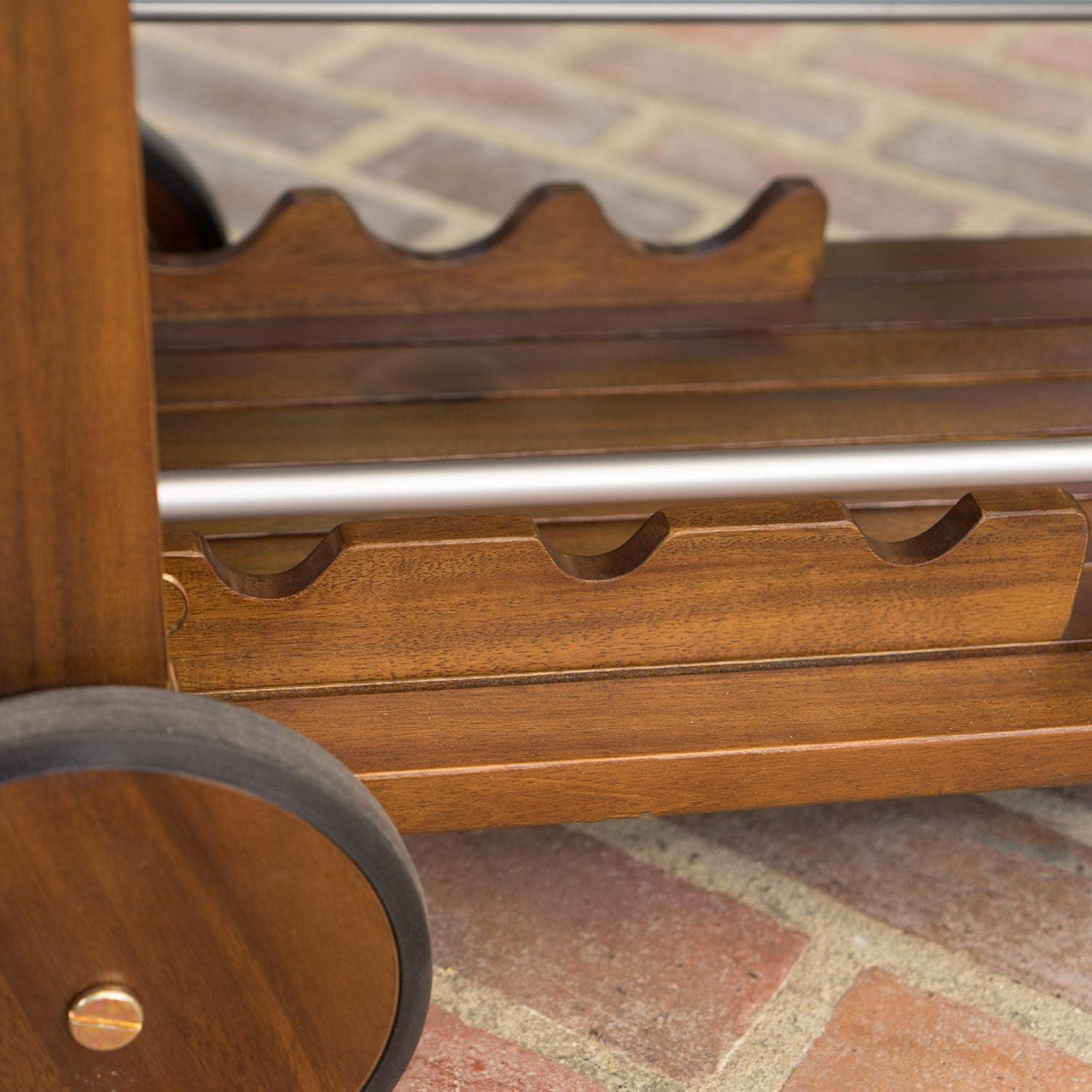 imageChristopher Knight Home Tillary Tiller Outdoor Acacia Wood Bar Cart Aluminum Accents Dark OakShiny Powder CoatingAccents