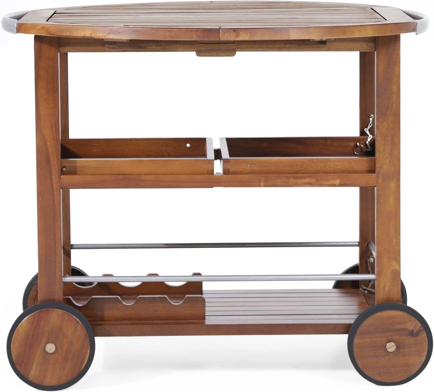 imageChristopher Knight Home Tillary Tiller Outdoor Acacia Wood Bar Cart Aluminum Accents Dark OakShiny Powder CoatingAccents