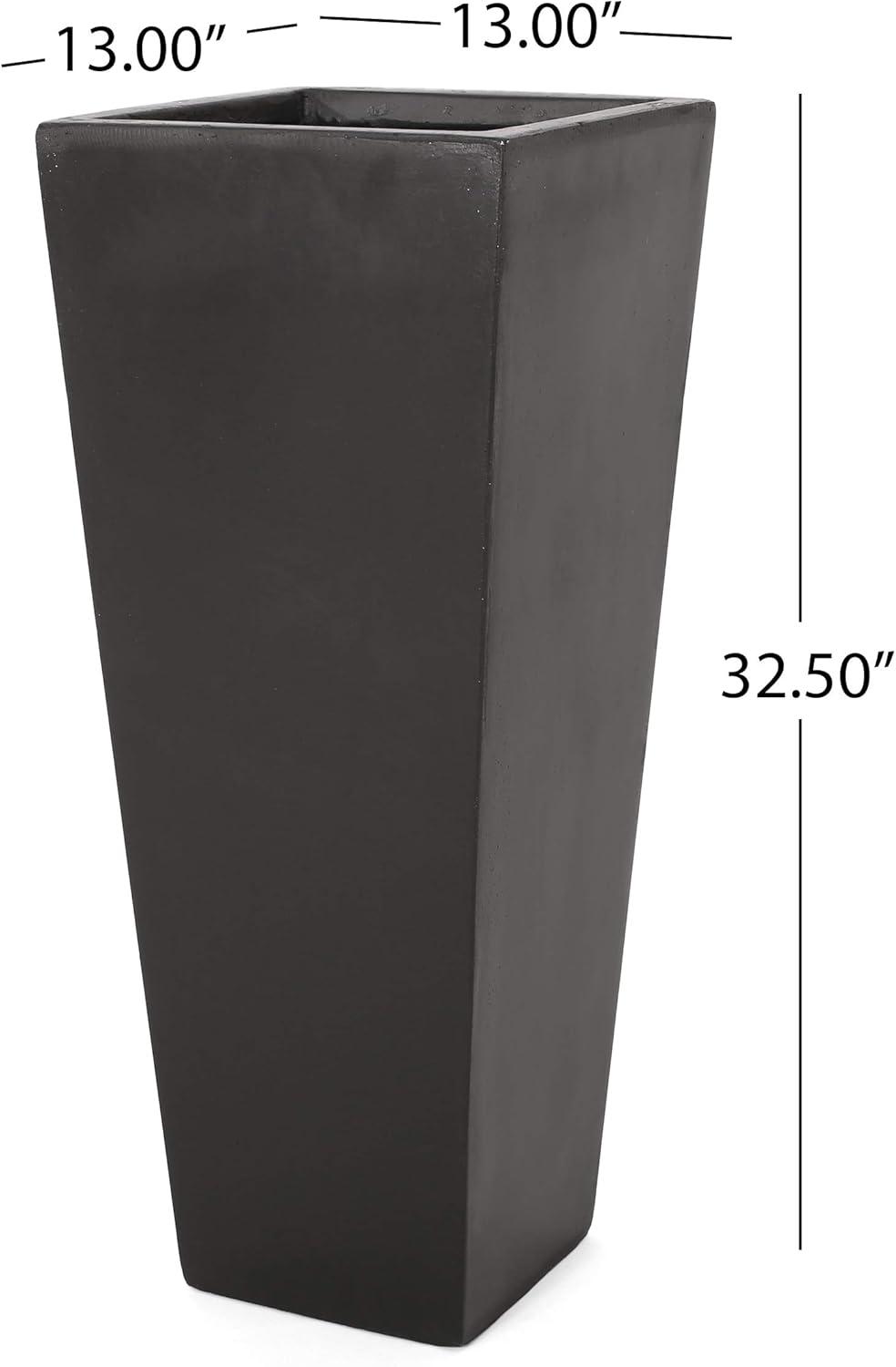 imageChristopher Knight Home Warner Outdoor Modern Large and Medium Cast Stone Planter Set BlackBlack