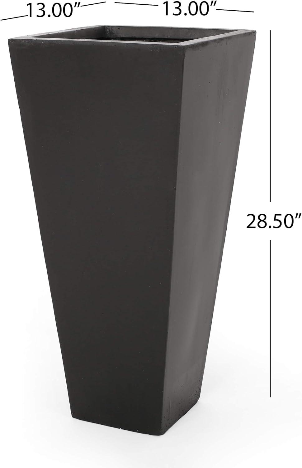 imageChristopher Knight Home Warner Outdoor Modern Large and Medium Cast Stone Planter Set BlackBlack