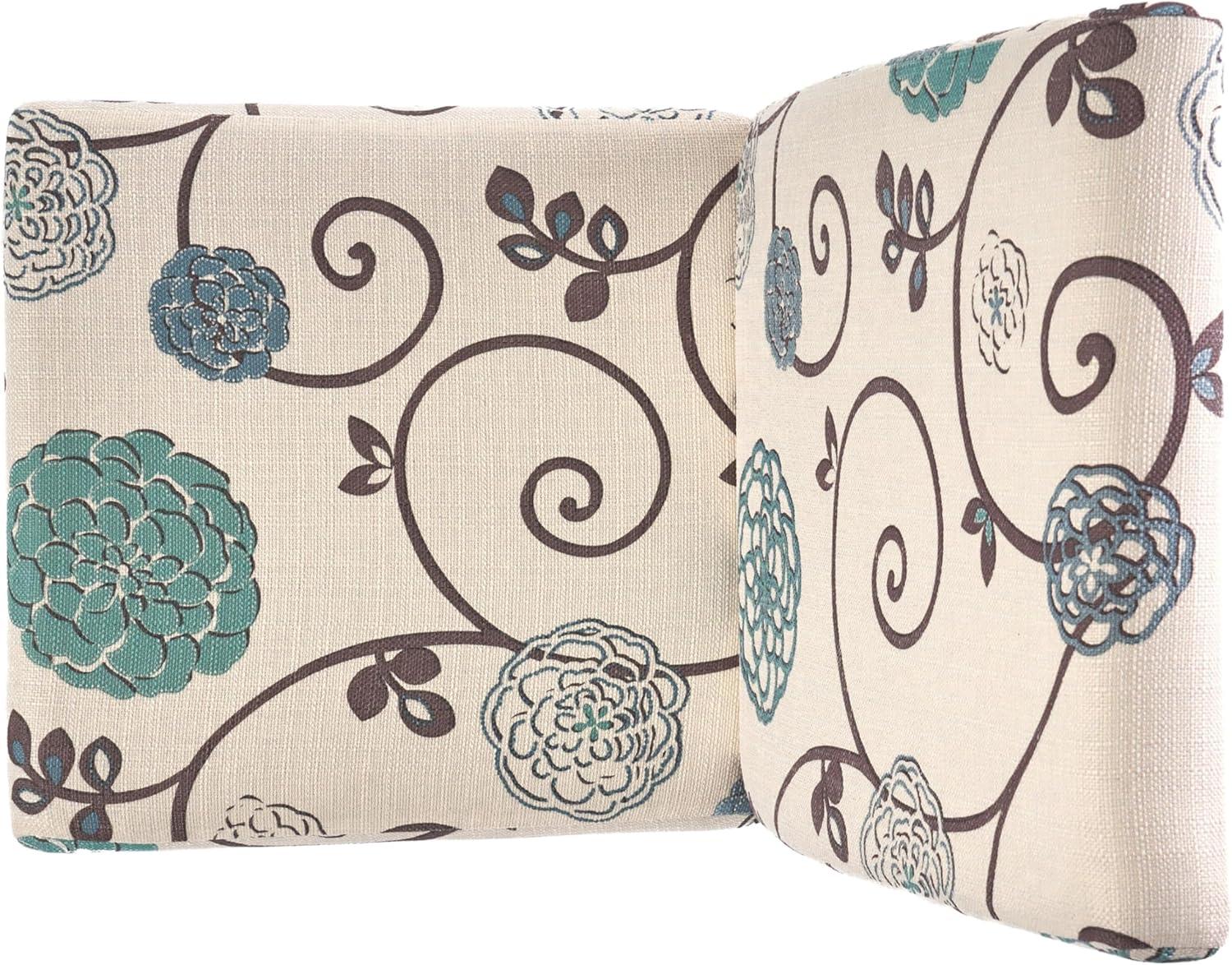 imageEvangeline Contemporary Fabric Dining Chairs Set of 4 Light Beige with Blue Floral
