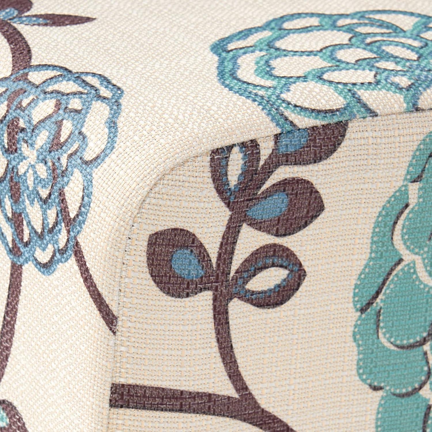 imageEvangeline Contemporary Fabric Dining Chairs Set of 4 Light Beige with Blue Floral