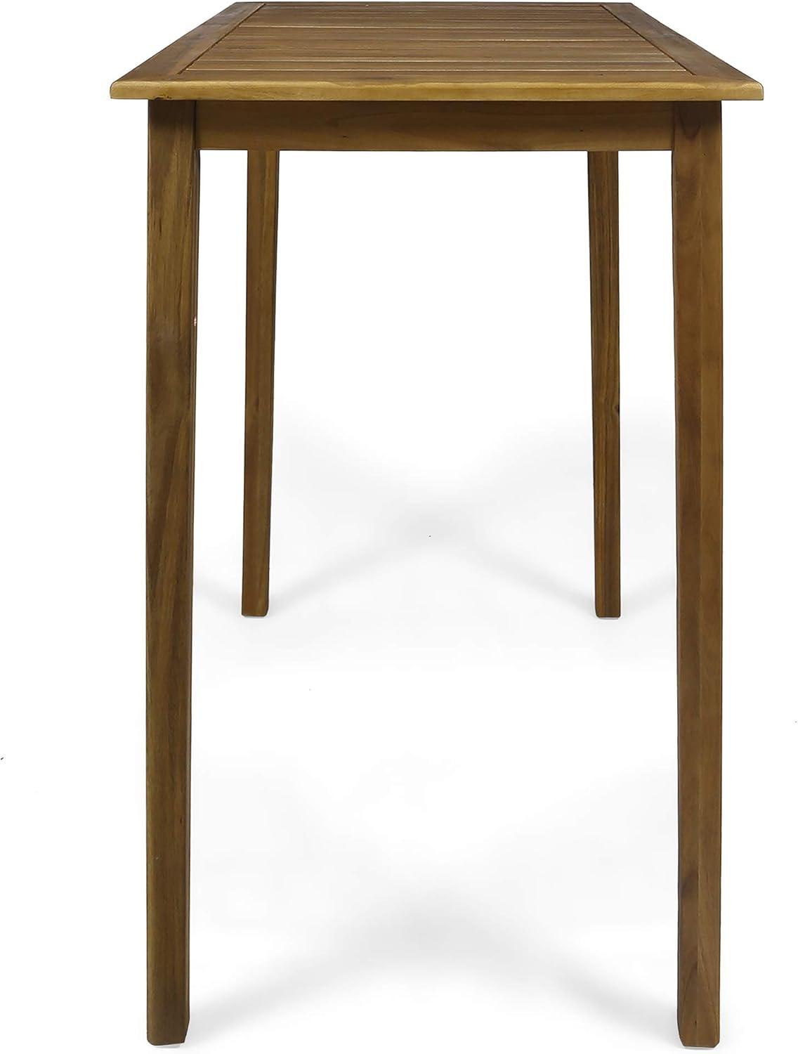 imagePolaris Outdoor Minimalist Acacia Wood Rectangle Bar Table Teak Finish