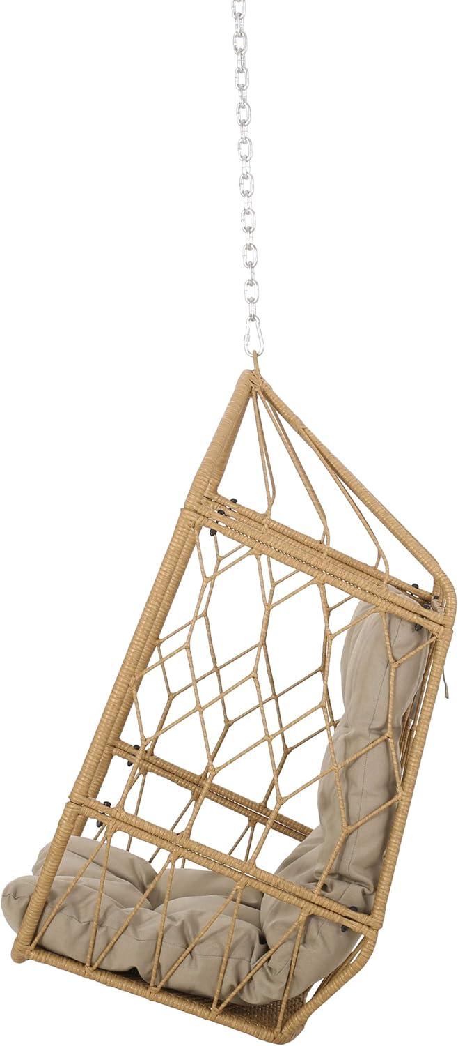imageTamara OutdoorIndoor Hanging Chair NO Stand Wicker Light BrownTan