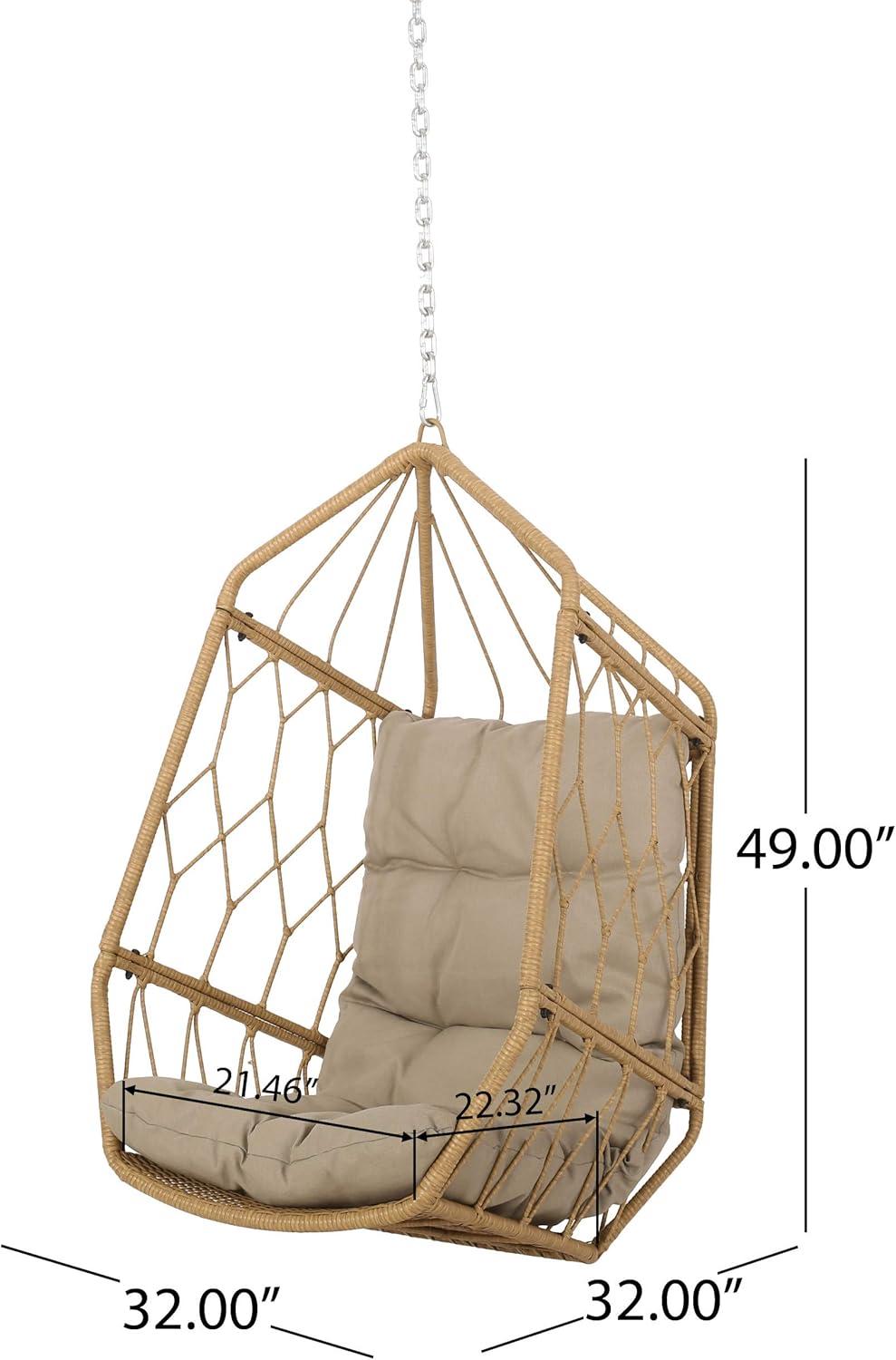 imageTamara OutdoorIndoor Hanging Chair NO Stand Wicker Light BrownTan
