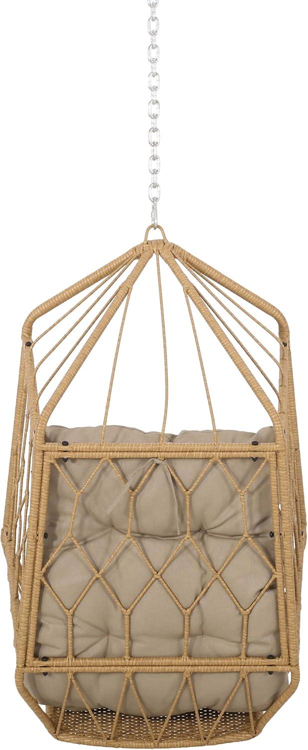 imageTamara OutdoorIndoor Hanging Chair NO Stand Wicker Light BrownTan