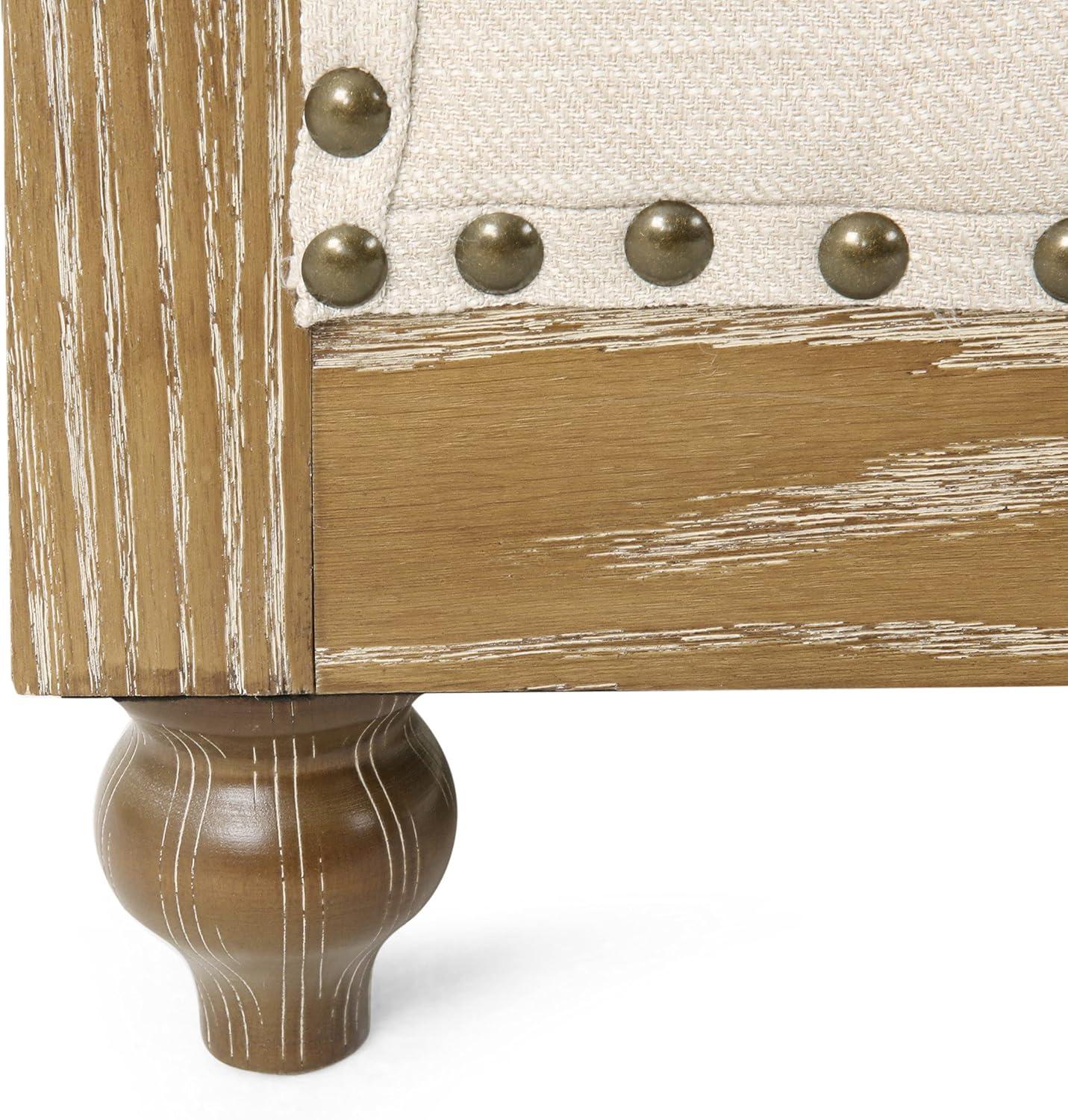 imageVOLL Tufted Club Chair with Nailhead Trim BeigeDark BrownBeige Dark Brown