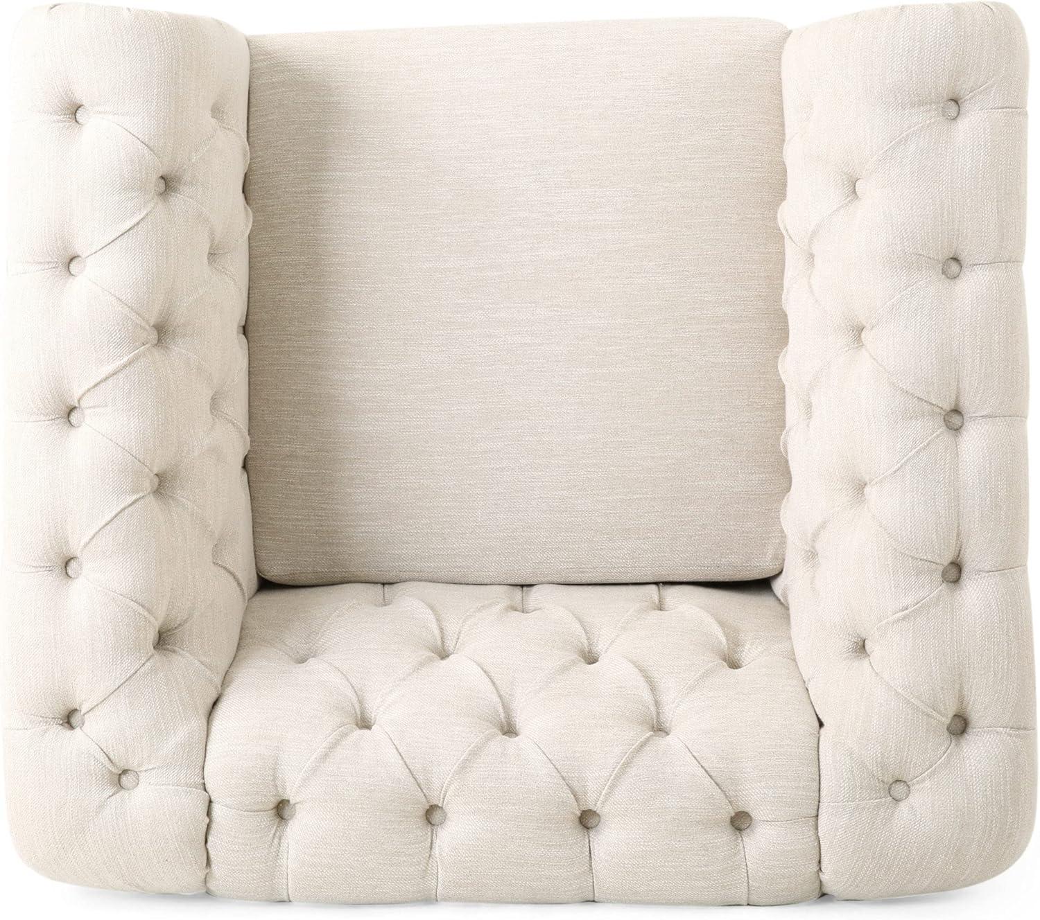 imageVOLL Tufted Club Chair with Nailhead Trim BeigeDark BrownBeige Dark Brown