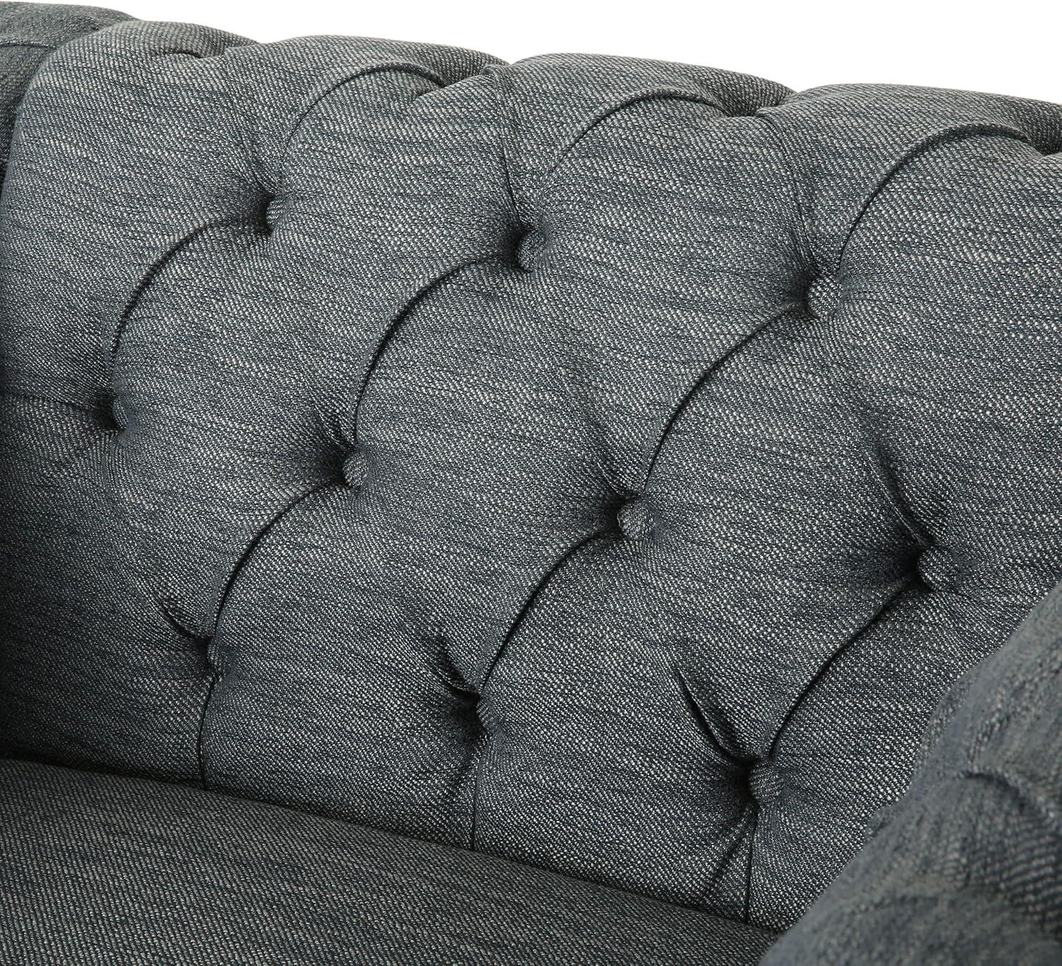 imageVOLL Tufted Club Chair with Nailhead Trim CharcoalDark Brown