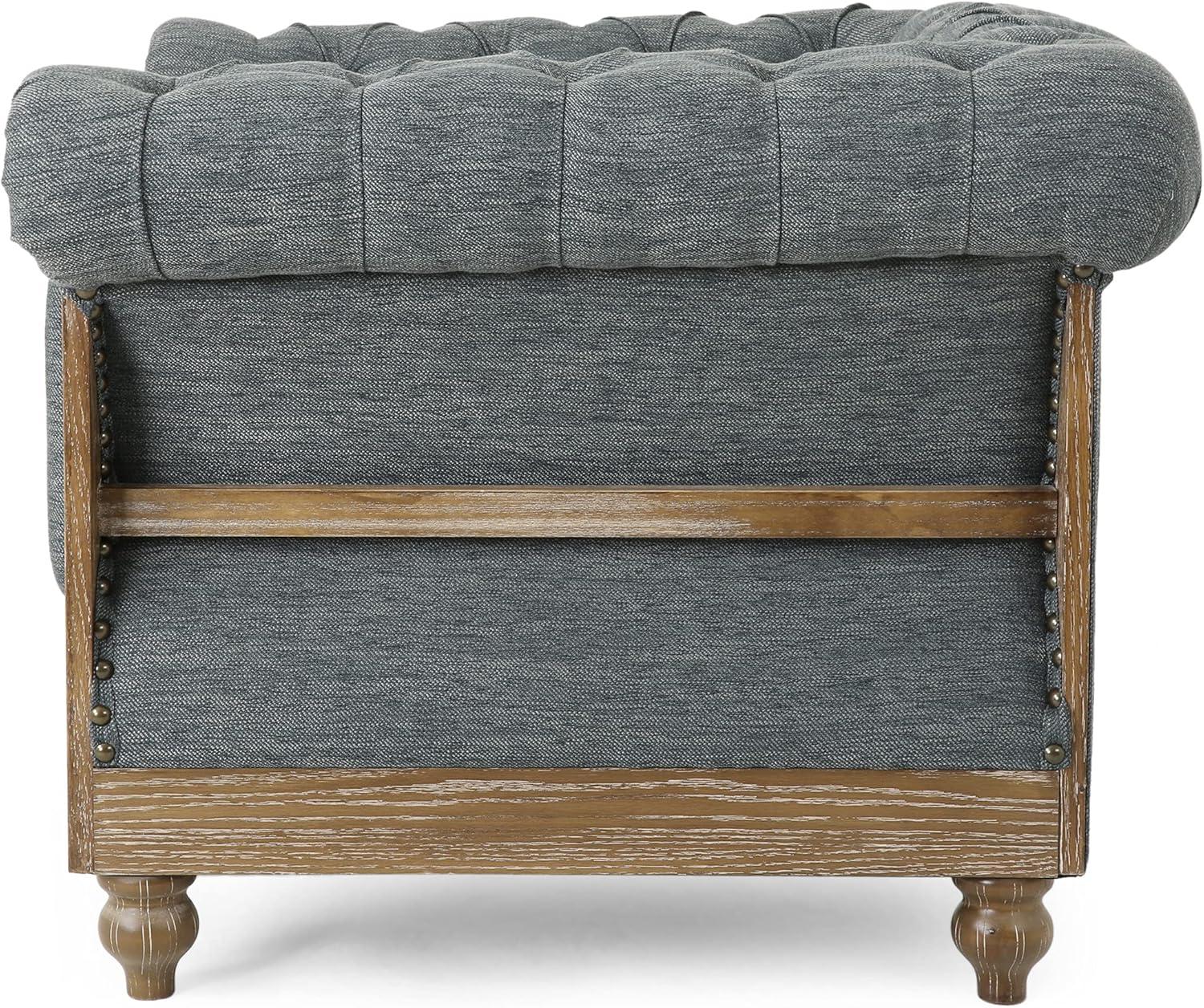 imageVOLL Tufted Club Chair with Nailhead Trim CharcoalDark Brown