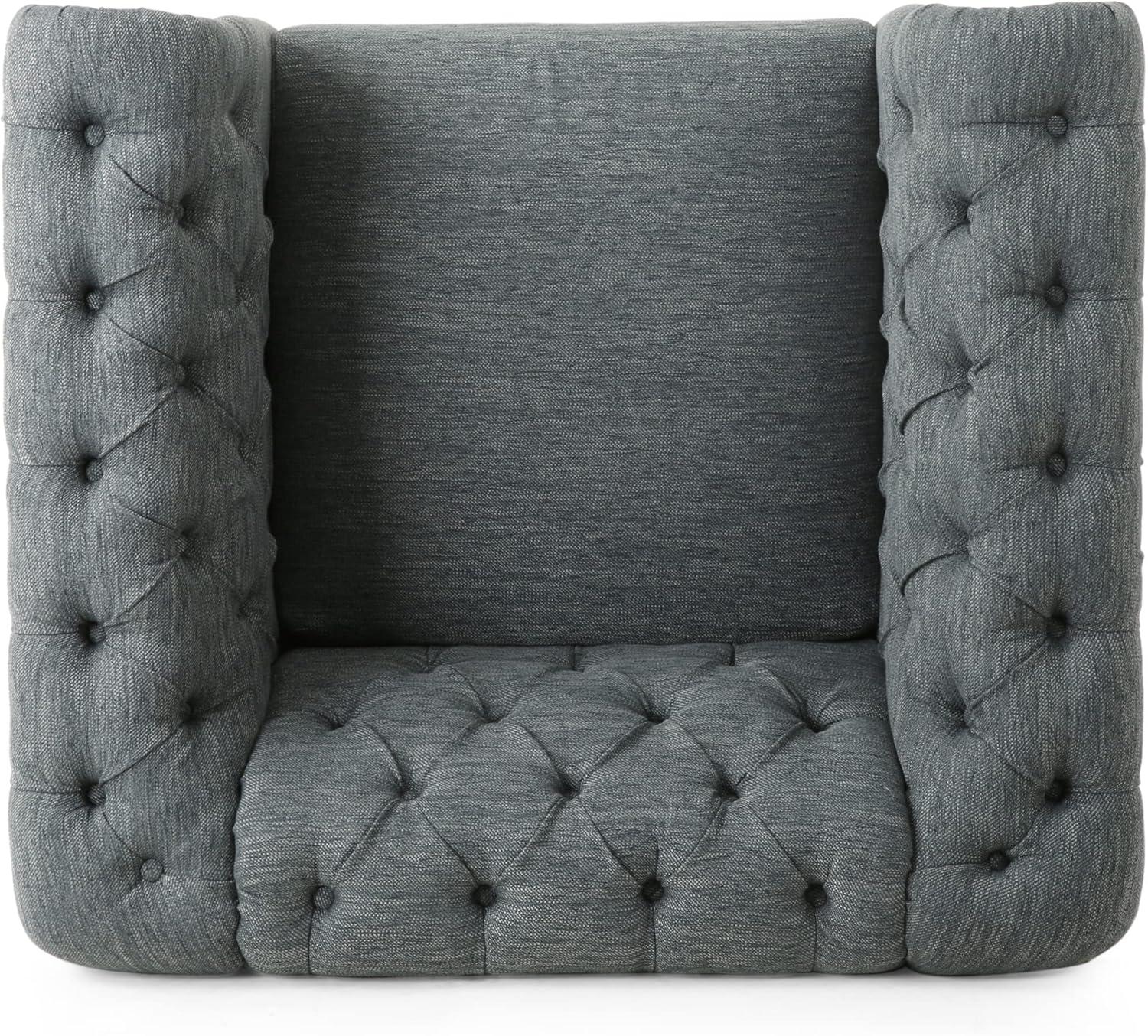 imageVOLL Tufted Club Chair with Nailhead Trim CharcoalDark Brown
