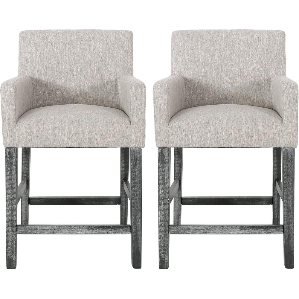 imageArmga Upholstered 26 inch Counter Stools Light GrayGray Set of 2