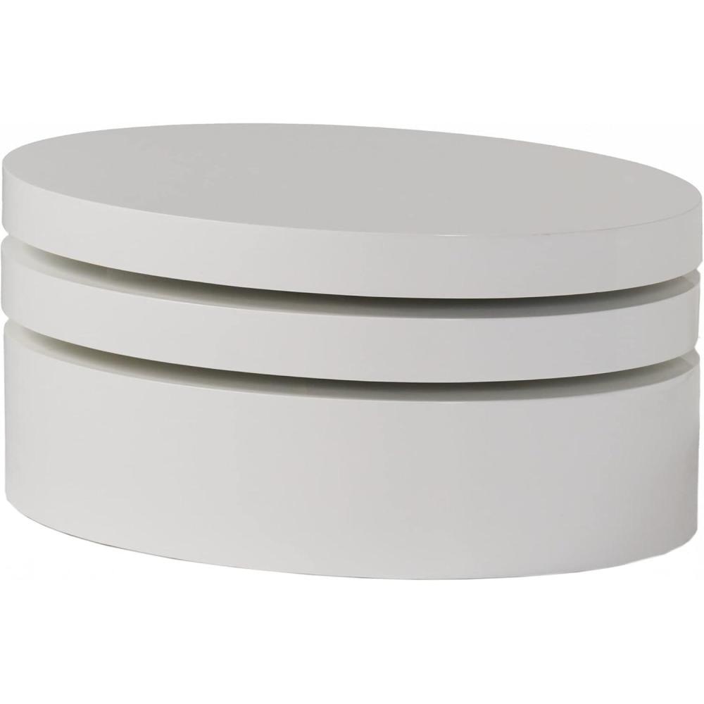 imageChristopher Knight Home 295367 Small Oval Mod Rotatable Coffee Table Glossy WhiteWhite Higloss