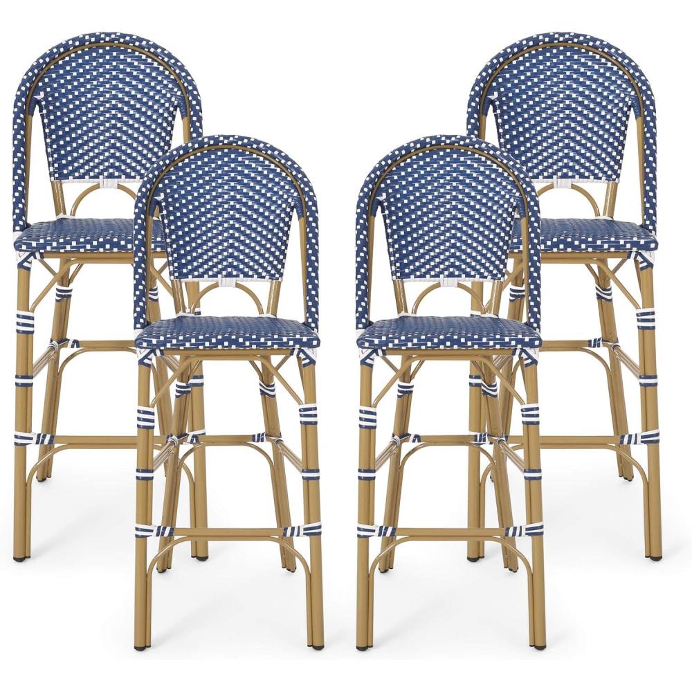 imageChristopher Knight Home 314451 Kinner Outdoor Barstool Dark Teal White Bamboo Print FinishDark Teal White Bamboo Print Finish
