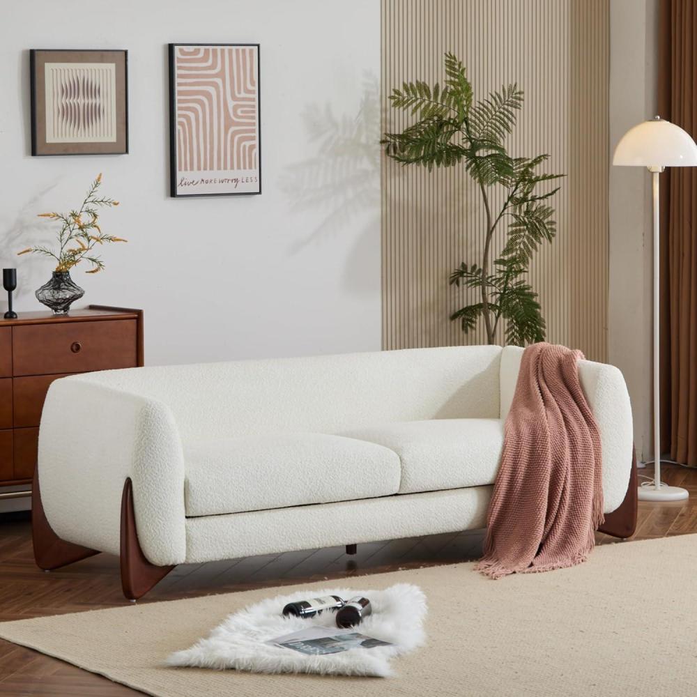 imageChristopher Knight Home 82 Inches Sofa Couch Cozy 3Seater Boucle Fabric Wood Frame Beige