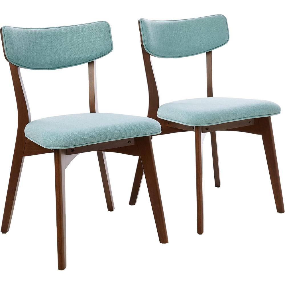 imageChristopher Knight Home Abrielle MidCentury Modern Fabric Dining Chairs with Natural Walnut Finished Rubberwood Frame 2Pcs Set Mint Natural Walnut