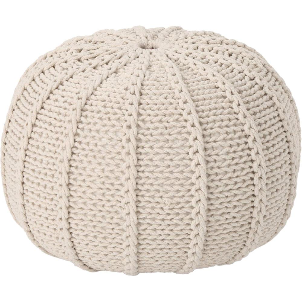 imageChristopher Knight Home Agatha Knitted Cotton Pouf Beige SmallBeige