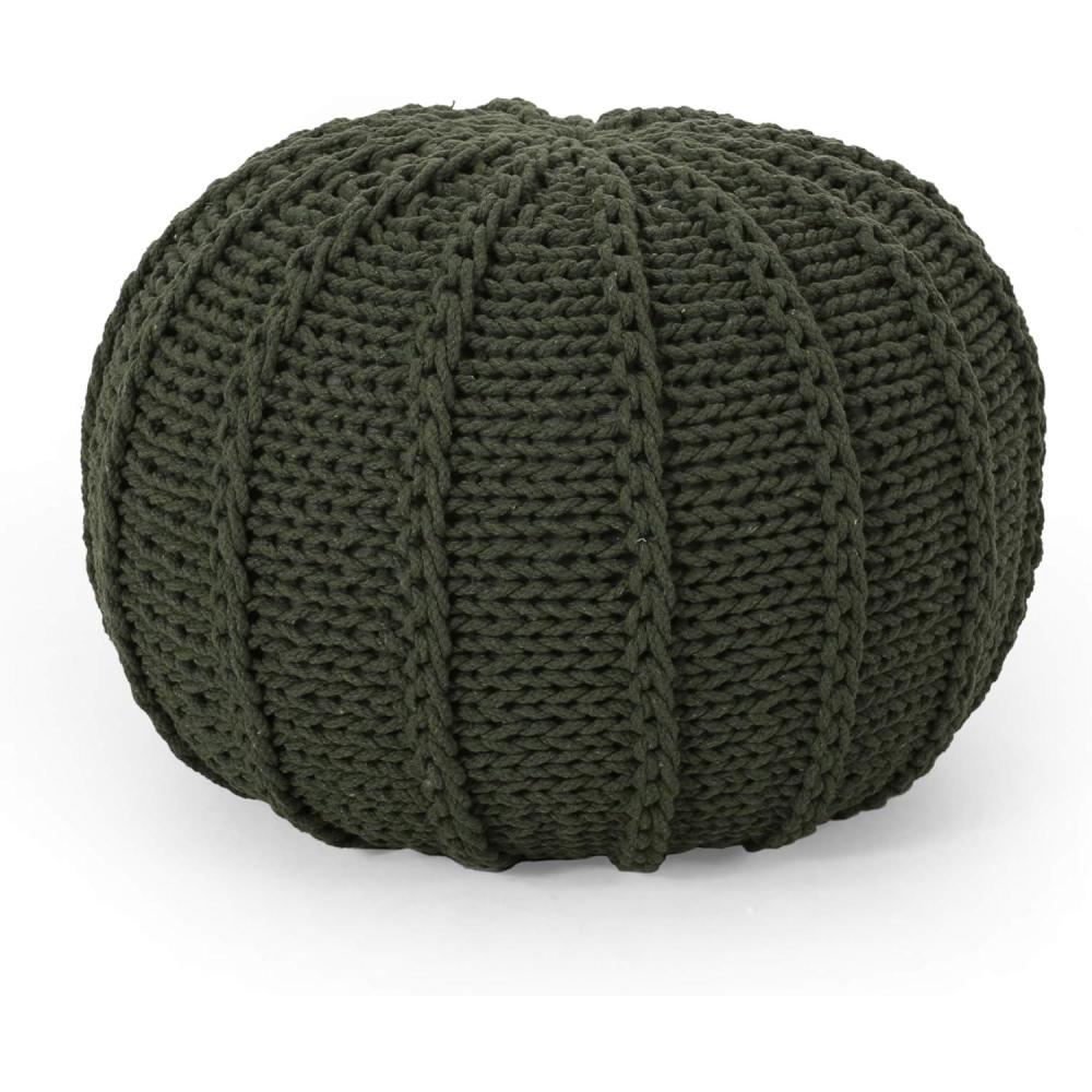 imageChristopher Knight Home Agatha Knitted Cotton Pouf Beige SmallGreen