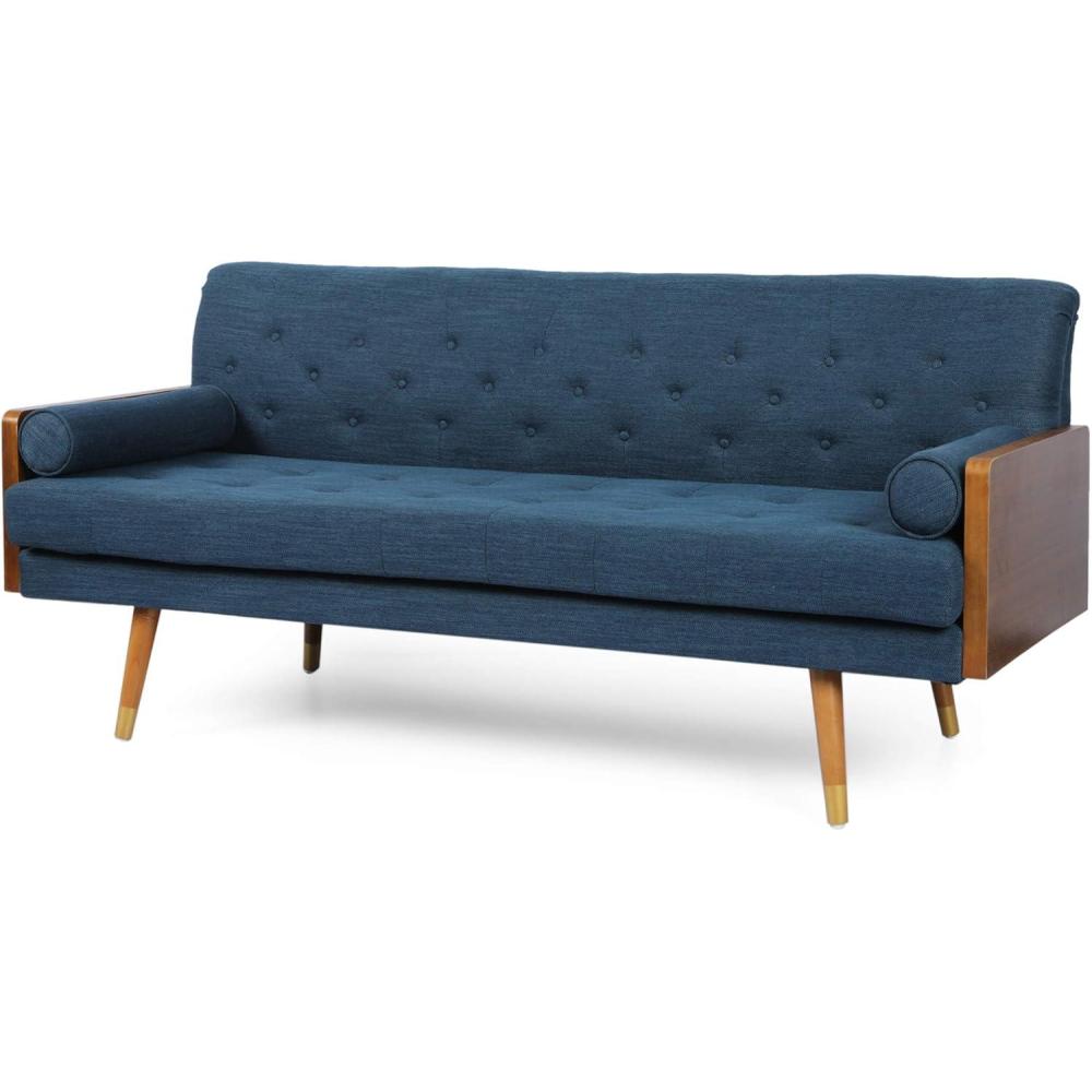 imageChristopher Knight Home Aidan Mid Century Modern Tufted Fabric Sofa BlueNavy Blue