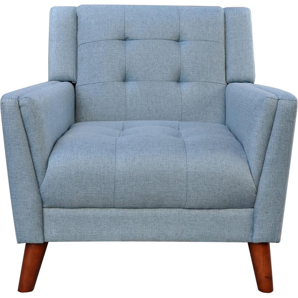 imageChristopher Knight Home Alisa Mid Century Modern Fabric Arm Chair Blue and WalnutSolid