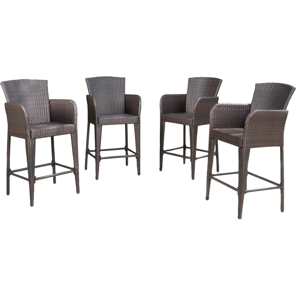imageChristopher Knight Home Anaya 45quot Wicker Barstools 4Pcs Set Multibrown