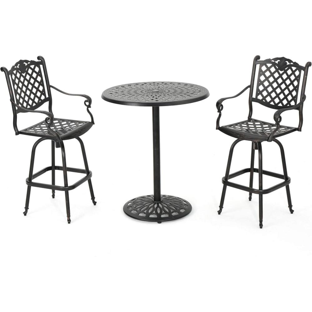 imageChristopher Knight Home Arlana Outdoor Cast Aluminum Bar Set 3Pcs Set Shiny Copper Finish