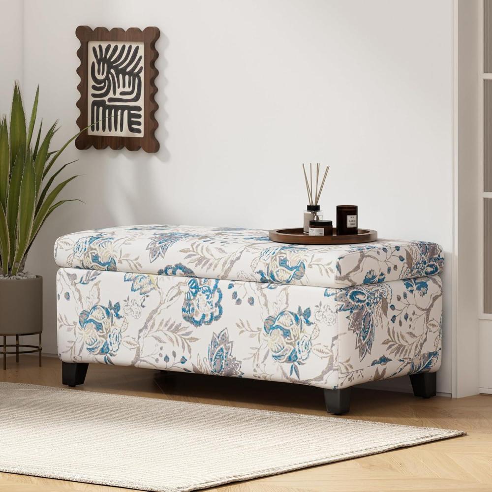 imageChristopher Knight Home Breanna Fabric Storage Ottoman White And Blue FloralLight Blue