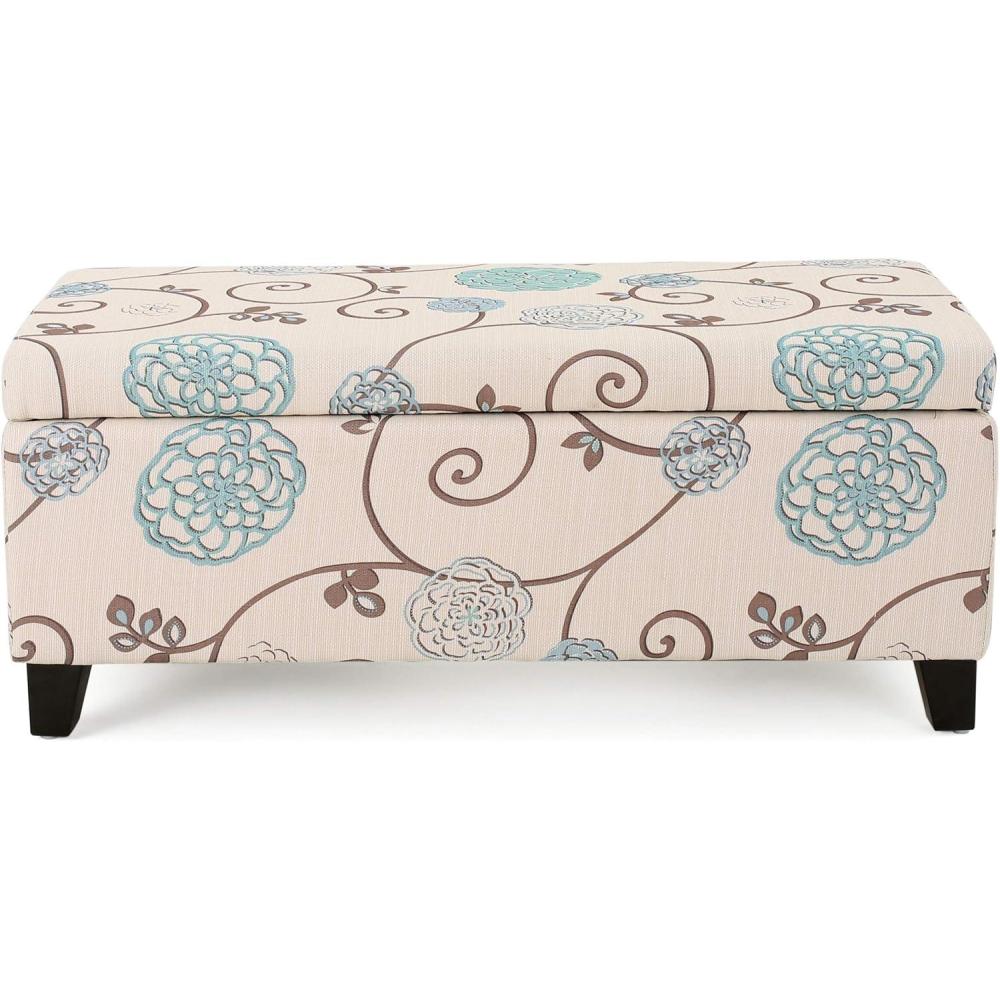 imageChristopher Knight Home Breanna Fabric Storage Ottoman White And Blue FloralWhite and Blue Floral