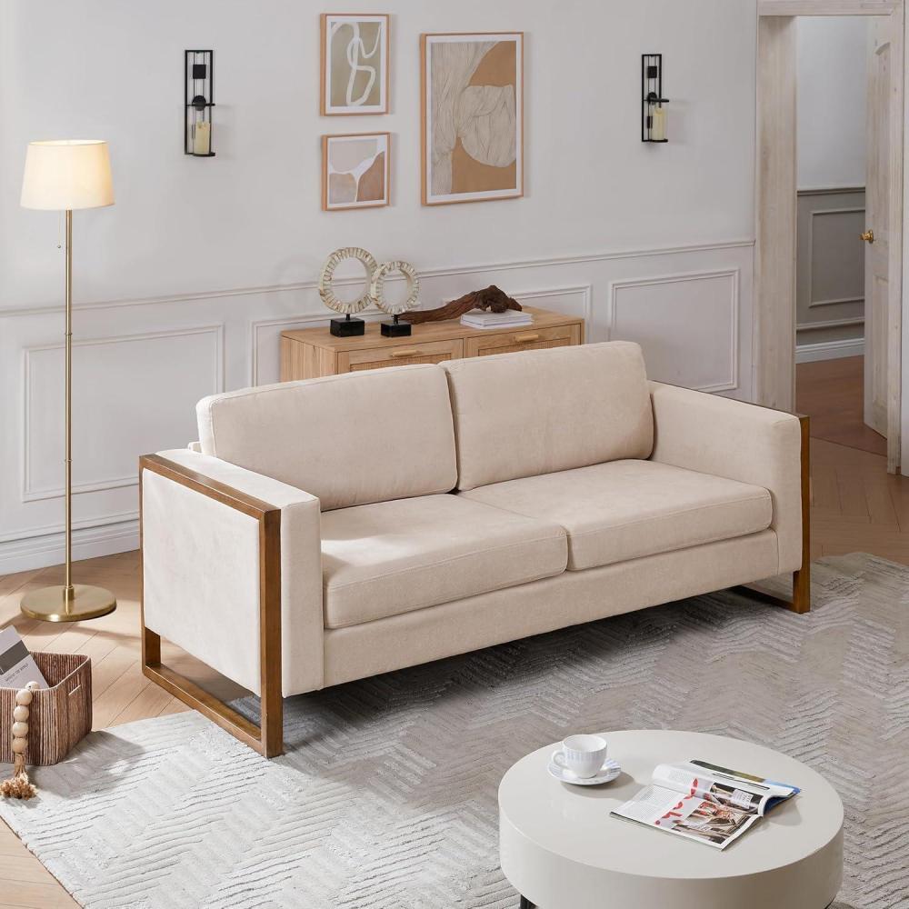 imageChristopher Knight Home Bricez 79quot Sofa Couch Cozy Upholstered 3Seater Sofa Oversized Loveseat Comfy Fabric Couches for Living Room and Office Modern Couch and Sofa Wooden Frame Taupe BeigeTaupe Beige