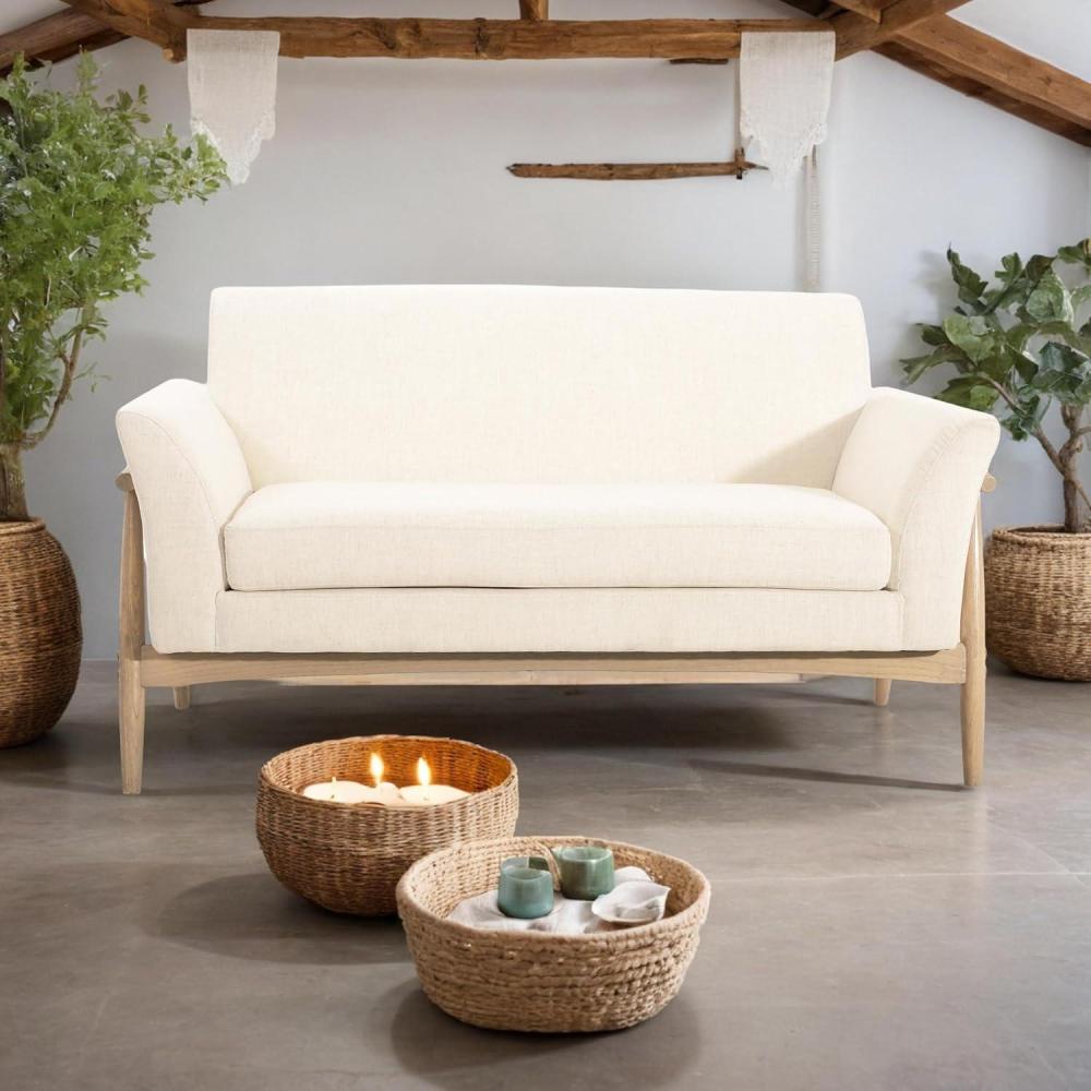 imageChristopher Knight Home Canna Fabric Flared Arms Loveseat Comfy Upholstery 2 Seater Sofa Wooden Frame Living Room Chair Soft Seating Lounge Sofa for BedroomOffice Beige NaturalBeige Natural