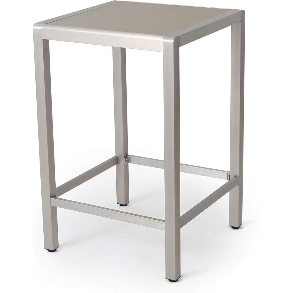 imageChristopher Knight Home Cape Coral Outdoor Aluminum Bar Table with Glass Top Grey