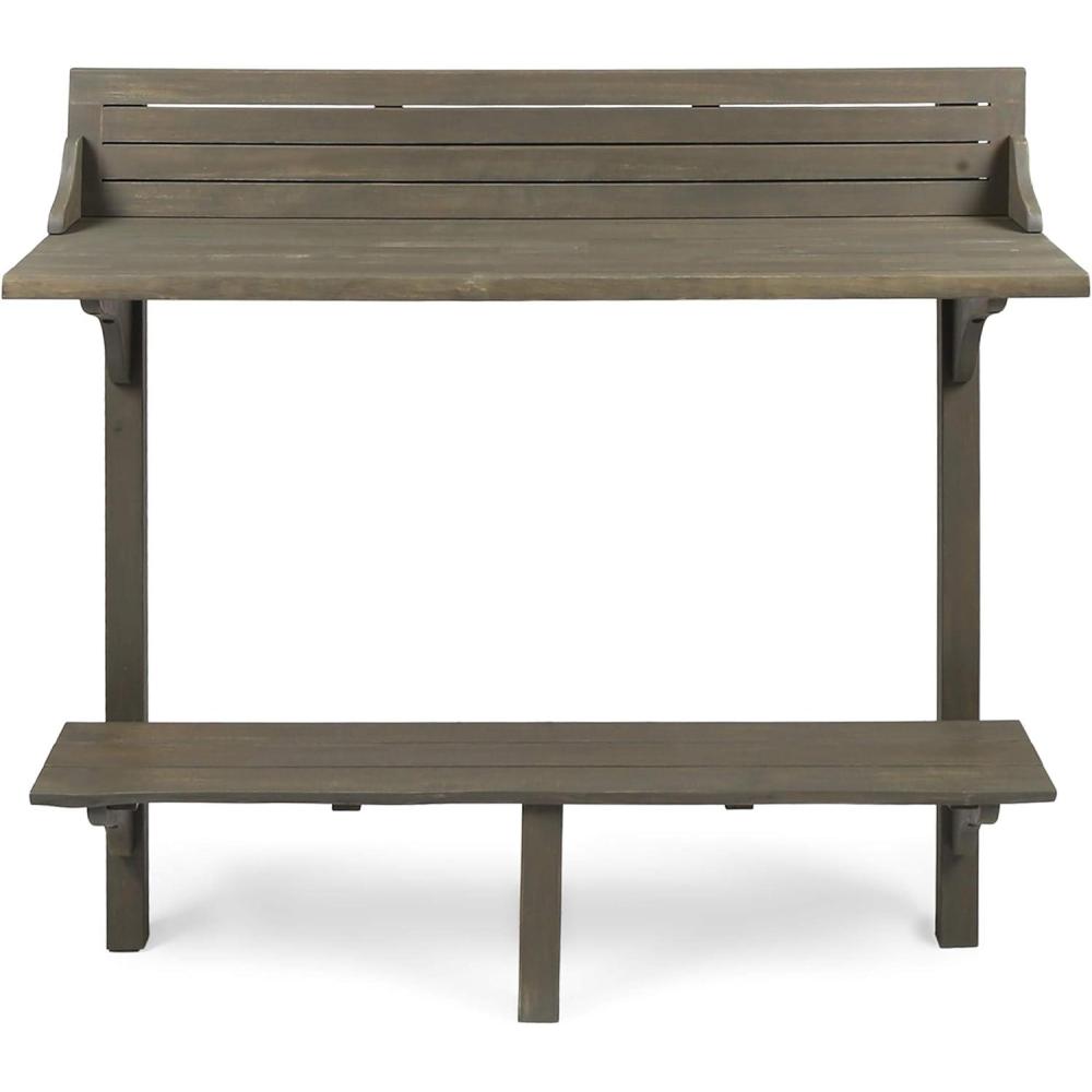 imageChristopher Knight Home Caribbean Outdoor Acacia Wood Balcony Bar Table Grey Finish