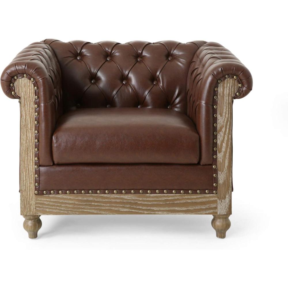 imageChristopher Knight Home Castalia Club Chair Dark Brown  Natural 335D x 39W x 28H InchDark Brown  Natural