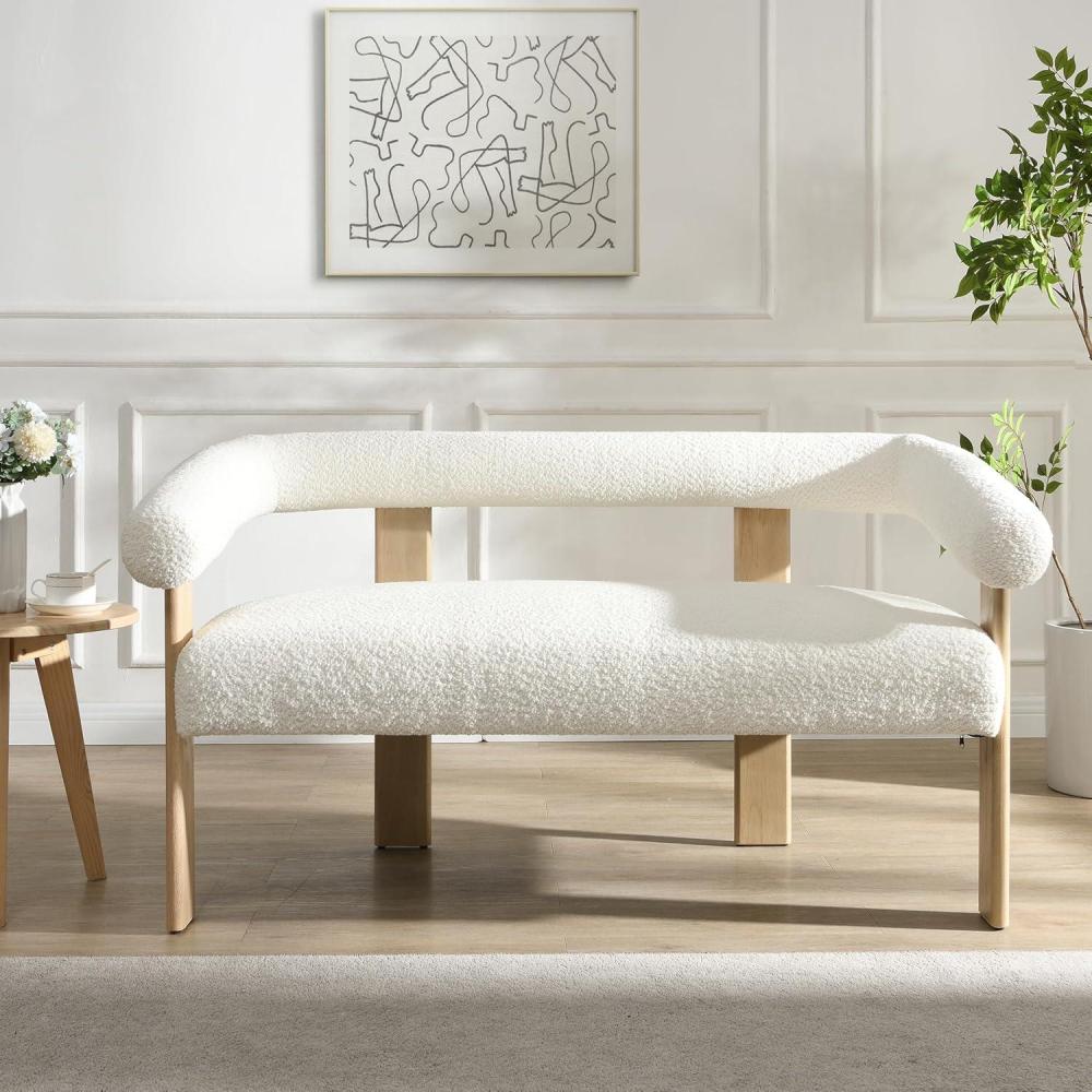 imageChristopher Knight Home Celen Modern Boucle Fabric Upholstered Loveseat with Round Armrest and Rubberwood Frame Comfy Living Room 2Seater Sofa SpaceSaving Couch for HotelApartment GreenBrownBeigenatural