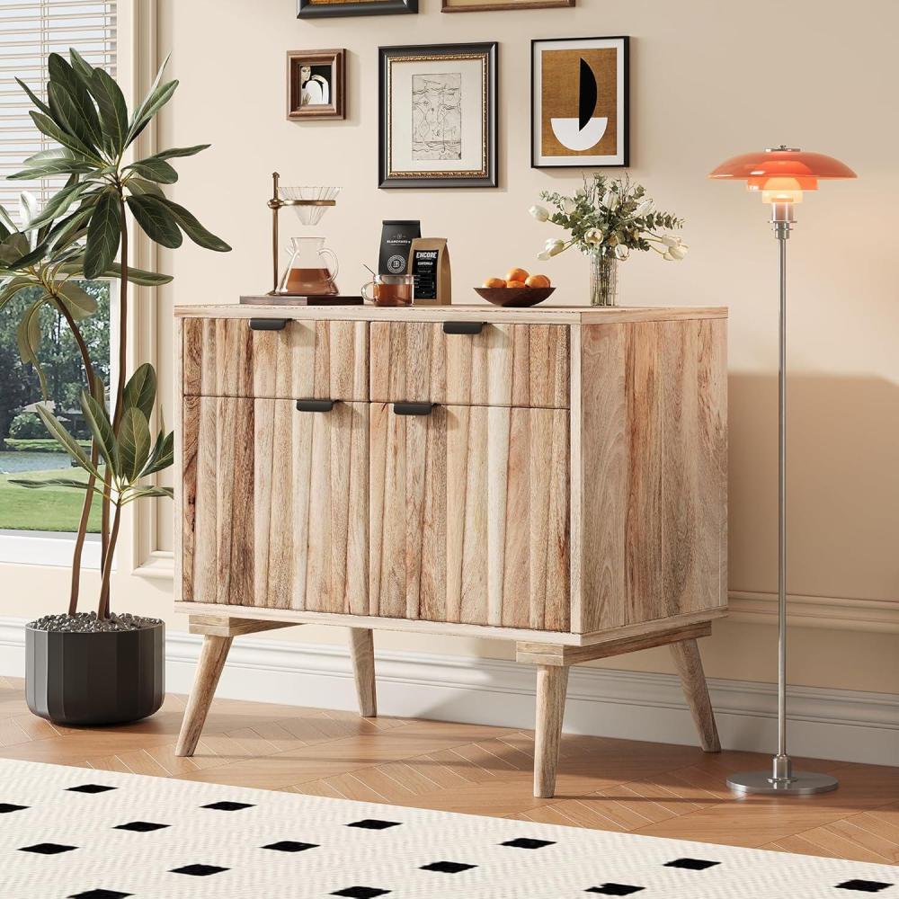 imageChristopher Knight Home Dalton MidCentury Modern 2Door Mango Wood Buffet Cabinet with Spacious Drawers Living RoomDining RoomEntrywayHallway Storage Sideboard Natural Wood Finish Credenza