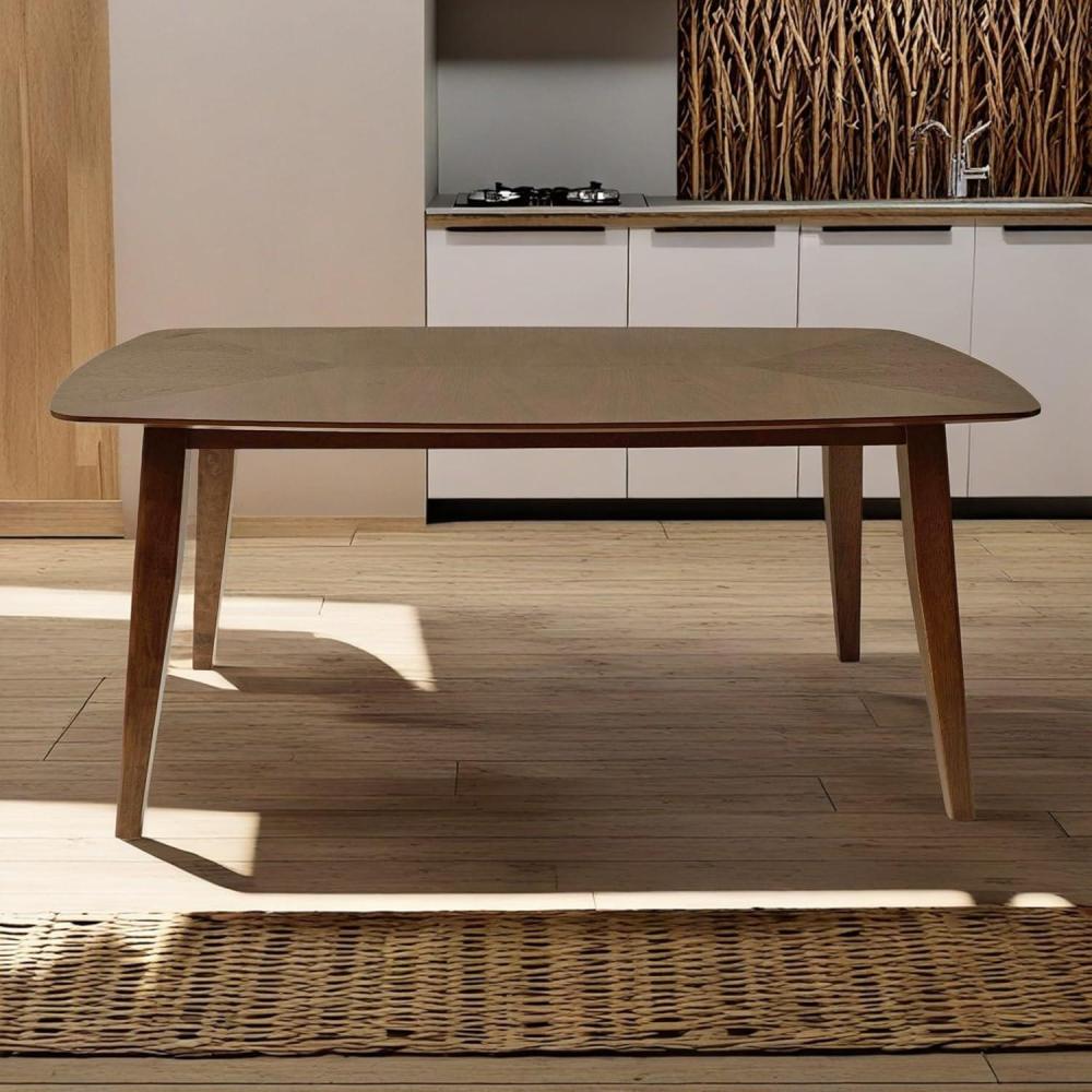 imageChristopher Knight Home Darien Wood Rectangular Dining Table Modern Round Corner Design for Kitchen Living Room Home Bar Walnut 5906quot D x 3543quot W x 30quot H