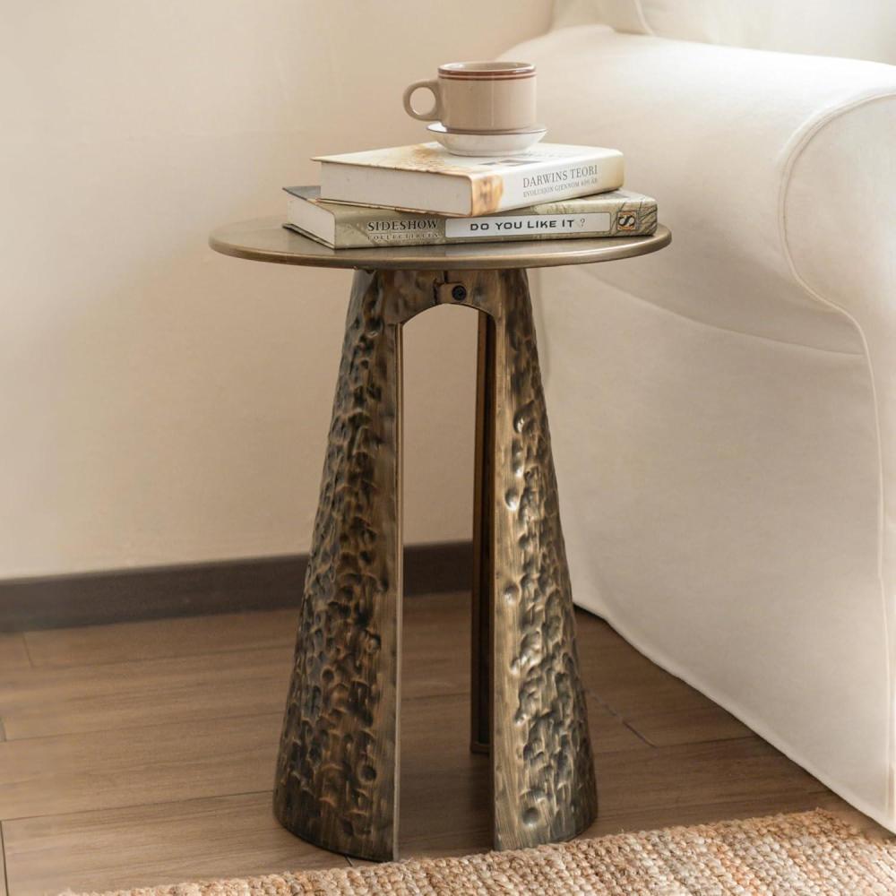 imageChristopher Knight Home Darton Retro Metal Coffee Table Living Room Round Top Accent Side Table with HandHammered Texture Sofa Armchair End Table Copper