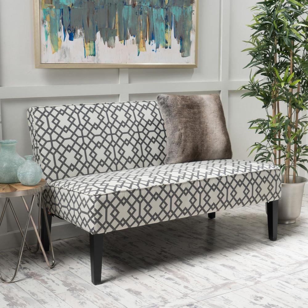 imageChristopher Knight Home Dejon Modern Fabric Loveseat Gray Geometric Matte Black