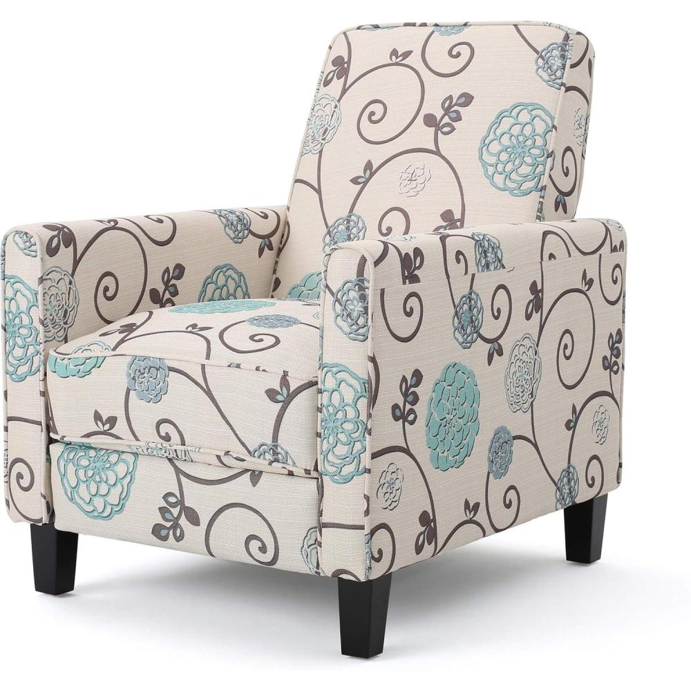 imageChristopher Knight Home Dufour White and Blue Floral Fabric Recliner 2675D x 34W x 3625H in